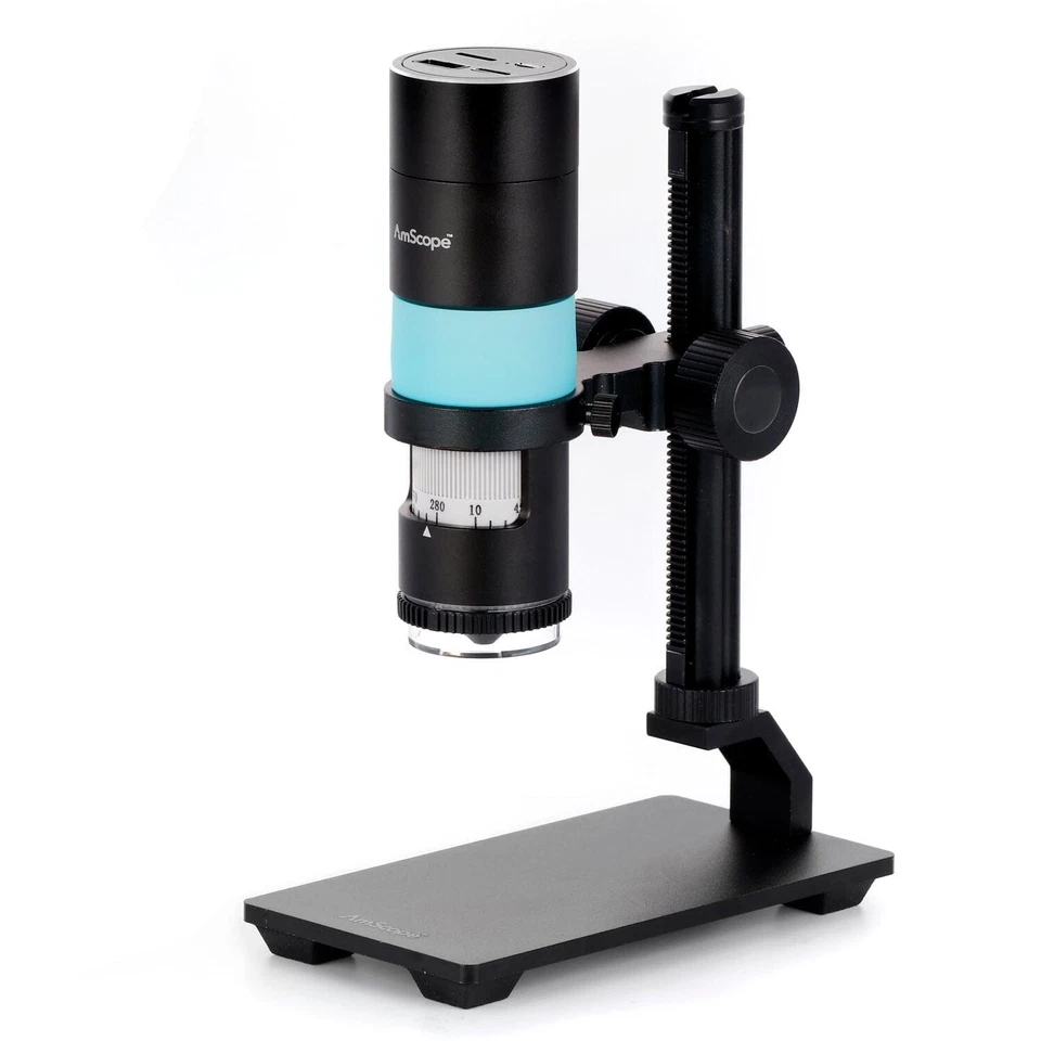 AmScope 10X-280X Polarizing 2.1MP HDMI Handheld LED Microscope w Stand All-in-1 - Image 1 of 4