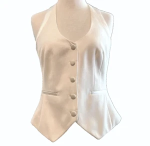 WHITE HOUSE BLACK MARKET Cream/Ecru Tailored Tuxedo Halter Vest $88 - Picture 1 of 20
