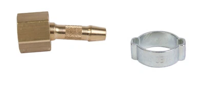 MARKENLOS Schlauchanschluss 1/4" rechts Überwurfmutter + Schlauchtülle 6mm + Zweiohrklemme