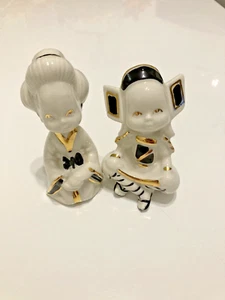 VINTAGE RETRO AURORA CREAZIONI PORCELAIN JAPANESE FIGURINE SET OF 2 SIGNED - Picture 1 of 8