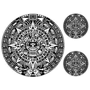 Mayan Calendar 3 pcs 2 to 5 Inch Fused Glass Back Decals - Picture 1 of 1