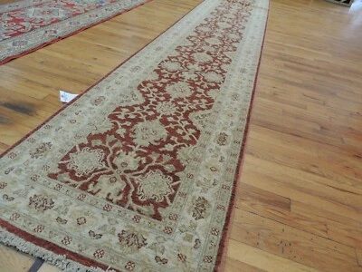 3x16  3x17 Pakistani Peshawar LONG RUNNER Oriental Area Rug wool Rust Gold Green - Image 1 of 4