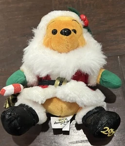 Holiday 2000 Santa Winnie Pooh Christmas Disney Store Exclusive Bean Bag Plush - Picture 1 of 7