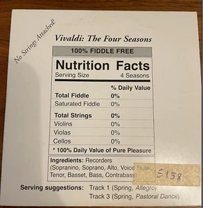 Vivaldi: Le Quattro Stagioni (The Four Seasons) For Five Recorders, Verbruggen - Picture 1 of 2