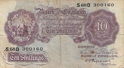 Billete Gran Bretaña 10 chelines 1940 P366a Foto 1 de 2