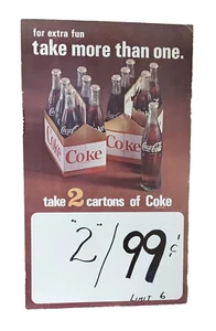 Letrero usado de pie Coca-Cola Take More Than One 6pk botella cartón 27" X 16" - Imagen 1 de 3