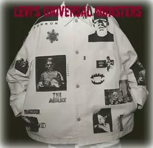 Levi's Universal Studio Monsters weiße Hausarbeit Jacke Neu mit Etikett Herren Größe XL - Bild 1 von 6