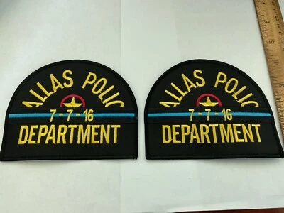 Dallas Police Texas 7-7-16 Thin Blue Line Juego de parches coleccionables tamaño completo nuevo Foto 1 de 2