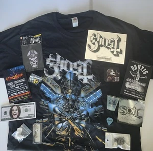 HEAVY METAL LOT GHOST SHIRT LARGE MEGADETH PIN SLIPKNOT OZZY SOIL DANZIG PROMOS - Picture 1 of 8