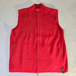 RLX Ralph Lauren 100% Merino Wool Full Zip Vest Red Mens XL - Picture 1 of 8