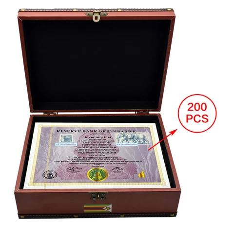 200pcs/box New Zimbabwe Banknotes Top Nonillon Containers with Number Souvenirs Cover