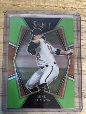 2022 Panini Select Premier Level Neon Green Prizm /99 Mike Baumann Rookie RC - Image 1 of 2
