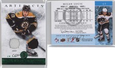 2012-13 Upper Deck Artifacts Emerald Jersey/Patch /75 Milan Lucic #65 Patch
