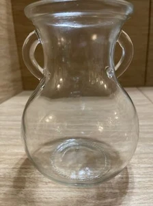 Norah double handle urn vase clear glass 6" bulb bowl - Picture 1 of 7