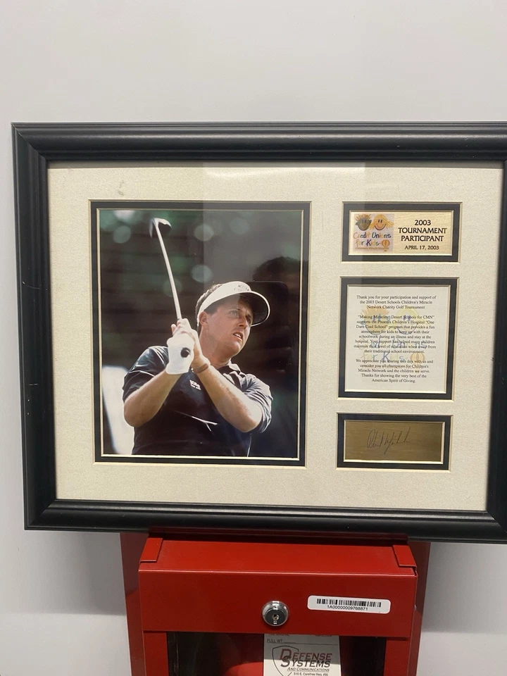 Placa fotográfica de golf Phil Mickelson 2003 ProTour enmarcada - Desert Schools evento CMN Foto 1 de 4