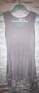 EUC LOGO Lagenlook Lori Goldstein Long Layer Tank Tunika Top Rüschenbesatz Mauve XS - Bild 1 von 5