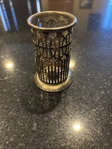 Versilberter Zylinder für Kobalt Salz Pfeffer Kerzenständer Vase filigran Hongkong - Bild 1 von 6