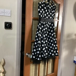 Ladies Lindy Hop / Rockabilly Dress In Black / White Spot Size 16 - Picture 1 of 7