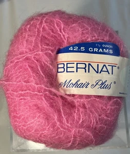 Vintage BERNAT MOHAIR Plus Pink Mohair And Wool Blend Yarn 1.5oz Skein New Rose - Picture 1 of 4