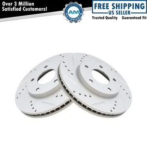 Performance Brake Rotor Drilled Slotted Front Coated Pair for Chrysler - Picture 1 of 5