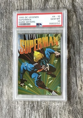 PSA 10 GEM LOW POP 6 RARE 1995 SKYBOX DC LEGENDS SUPERMAN HARD HITTERS FOIL H-10 - Image 1 of 2