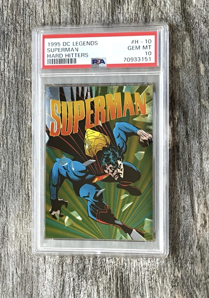 PSA 10 GEMAS LOW POP 6 RARO 1995 SKYBOX DC LEGENDS SUPERMAN HARD HITTERS LÁMINA H-10 Foto 1 de 2