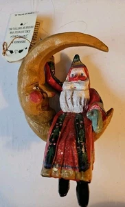 1989 HOUSE of HATTEN SANTA Claus Father Christmas MOON Ornament 6x4 W/story Tag - Picture 1 of 7