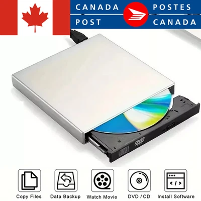 USB 2.0 Slim Portable External CD/DVD Drive Burner Writer Brand NEW Grey Silver - Image 1 of 4