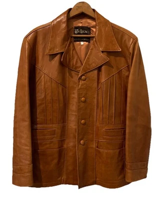 The Legacy-Chaqueta Hombre Cuero Marrón 46 Abrigo Vintage Años 70’s Foto 1 de 4