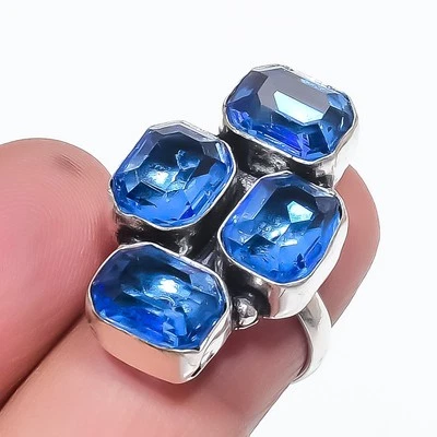 Tanzanite Quartz Gemstone Ring Handmade Thanksgiving Gift Jewelry 7" FR 1547 - Image 1 of 4