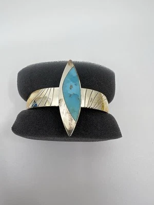 Jay King шахты находки .925 миндаля форме бирюза инкрустация манжеты браслет новый в коробке - Изображение 1 из 4