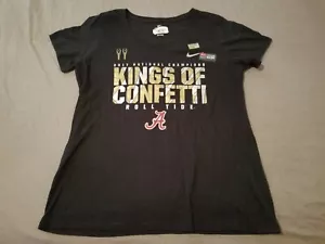 Womens New Nike Alabama Crimson Tide Shirt L Large Black Cotton 207 Championship - Picture 1 of 6