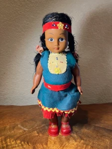 Vintage 1950's Poseable Native American Doll 11" Made in Hong Kong - Picture 1 of 7