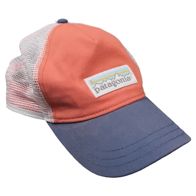 Patagonia Trucker Hat Cap P-6 Faded Sun Bleached Logo Mesh Snapback Coral White Foto 1 de 4
