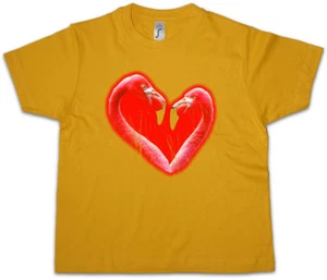 FLAMINGO HEART II Kids Boys T-Shirt Love Princess Flamingos Wildlife Fairies - Picture 1 of 1