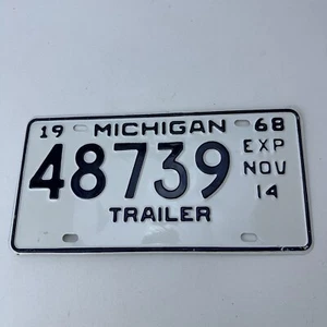 Oldtimer Michigan 1968 Anhänger Nummernschild Postleitzahl 48739 Hale Long Lake Iosco - Bild 1 von 10