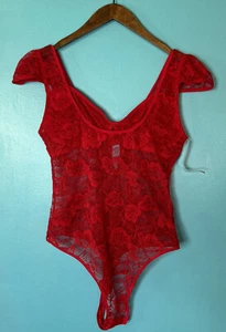 Black Fuchsia Secret Lace Teddy Women Plus Size 3X RED Sheer Mesh Hot sexy sissy - Picture 1 of 8