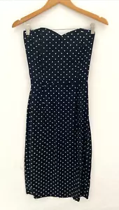 Victoria's Secret Gold Label trägerloses Vintage-Midikleid schwarz & elfenbeinfarben gepunktet 8 - Bild 1 von 5