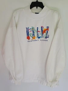 Vintage Sweatshirt 90s Maine Wek the World USA Boothbay Harbor - Picture 1 of 7