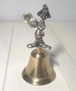 Vintage Brass Bell with Metal/Pewter Baggy Pants Clown Symbols Adorable! - Picture 1 of 7