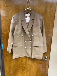 Women NWT "Pistola" Taupe faux leather double breasted coat. Size M. - Picture 1 of 4