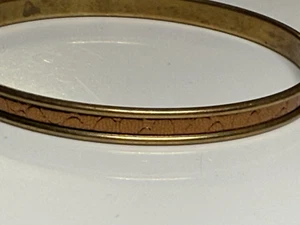 Vintage Bracelet Brass Bangle Etched Size 18 - Picture 1 of 6