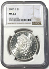 1880s Morgan Silver Dollar, MS 63 NGC, Blast White! Beautiful Coin!