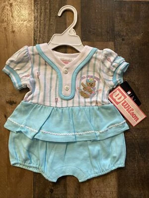 Детский бейсбольный комбинезон для девочки с плюшевым мишкой размер 6/9 месяца - Изображение 1 из 4