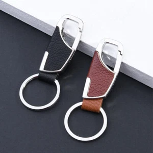 Men Waist Buckle Keychain Leather Metal Key Ring Key Chain Simple Design - Imagen 1 de 4