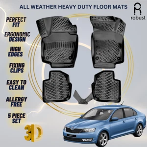 Floor Mats Liners For Skoda Rapid 2012-2022 All Weather Heavy Duty 3D Car Rugs - Picture 1 of 9