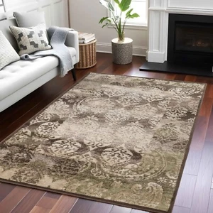 Mystique Modern Geometric Damask Ornamental Stain Resistant Area Rug or Runner - Picture 1 of 28