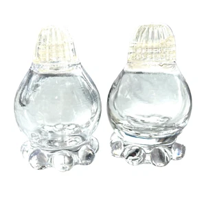 Antique Vintage Imperial Glass Candlewick Salt & Pepper Shakers Plastic Tops - Picture 1 of 4