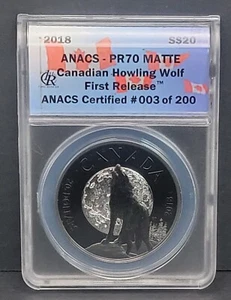 2018 Canada $20 Silver Howling Wolf Coin Nocturnal By Nature ANACS PR70 #003/200 - Picture 1 of 5
