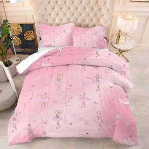Pink Ballerina Comforter Set: Twin Size Ballet Dance Girl Bedding Set for Tee... - Picture 1 of 9